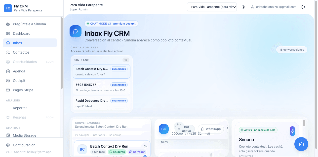 Fly CRM dashboard interface preview